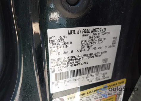 2013 Ford Expedition Xlt from USA, damaged, VIN 1FMJU1H59DEF63762